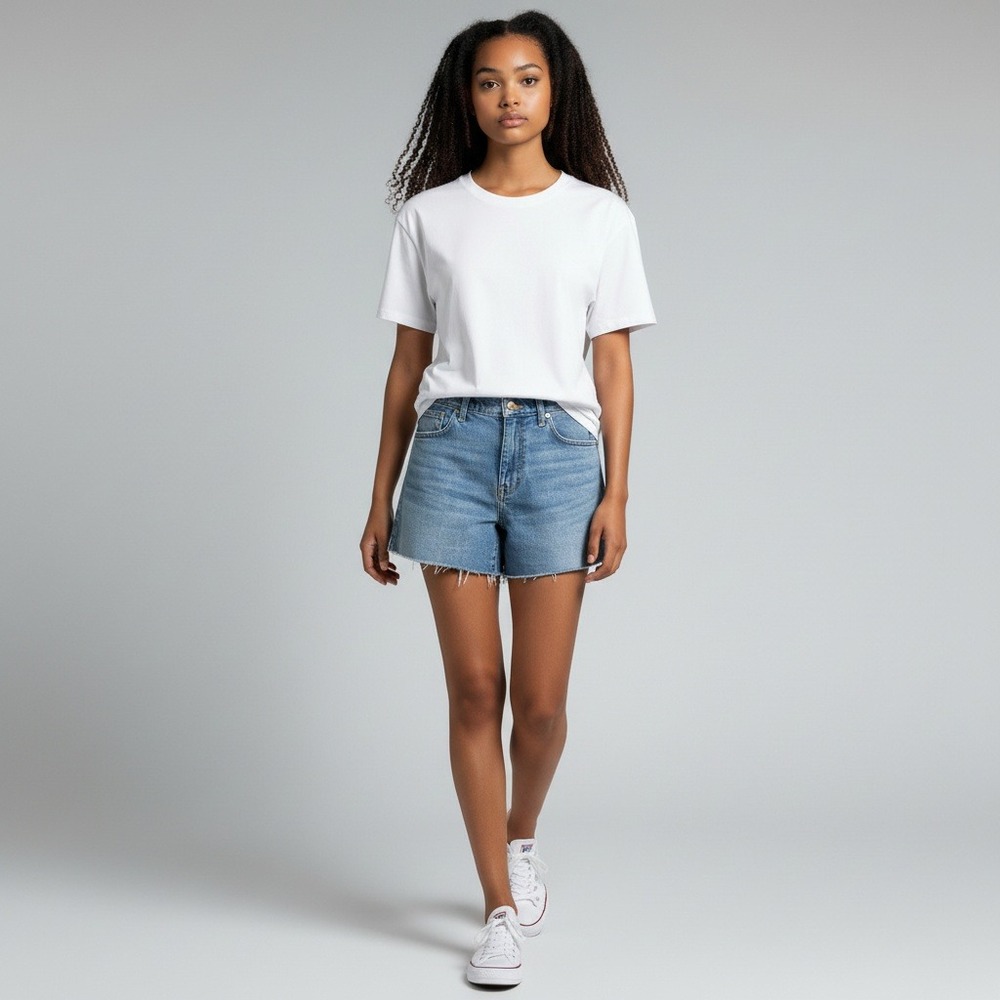 J.Crew Denim High-Rise Shorts 28 Blue Light Wash Raw Hem Stretch Cotton